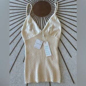 Frankie’s bikinis Xavier cable knit tank NWT. Cream
